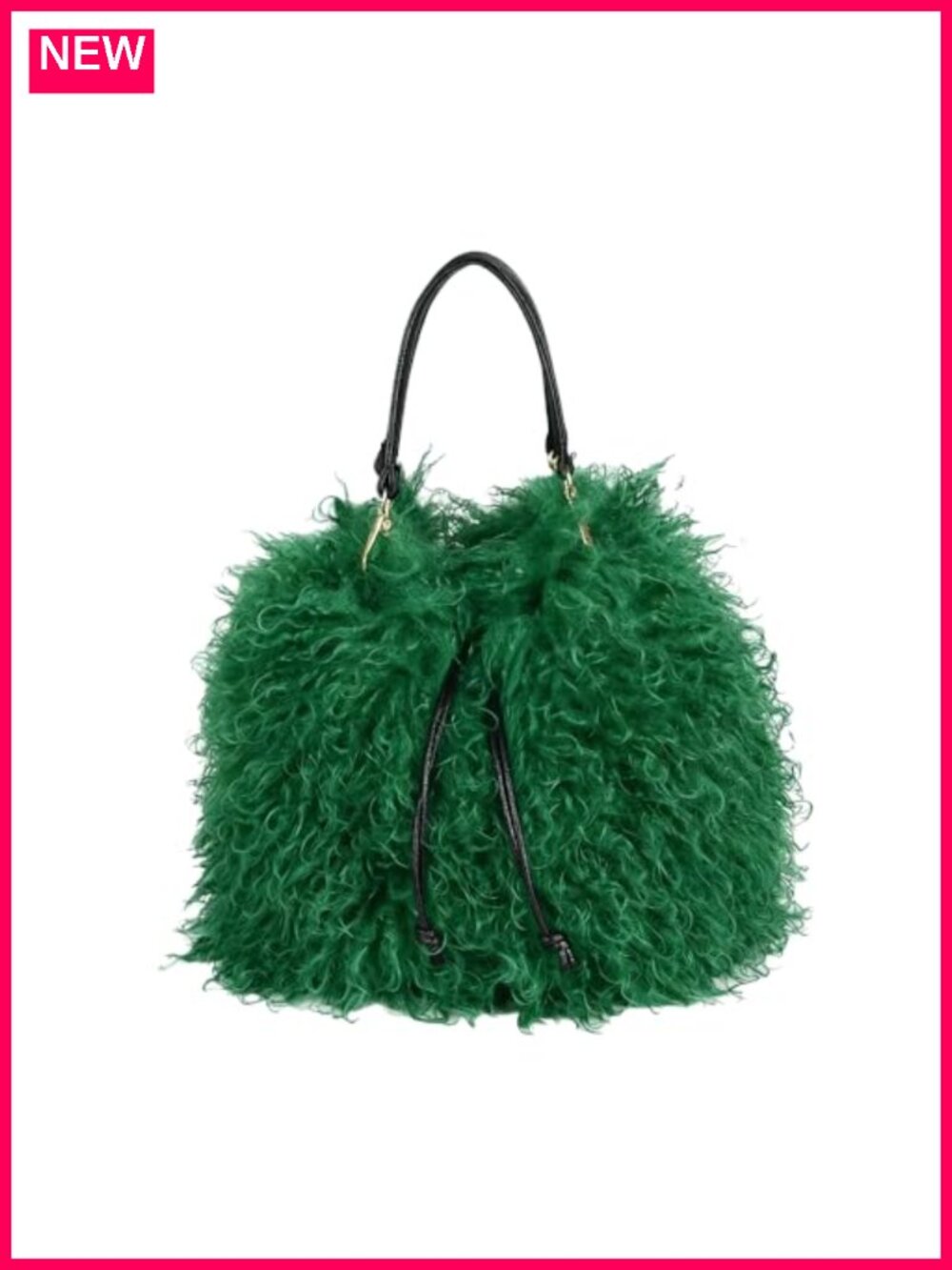 Faux Fur Tote Bag Drawstring Bucket Purse Fluffy Fuzzy Handbag